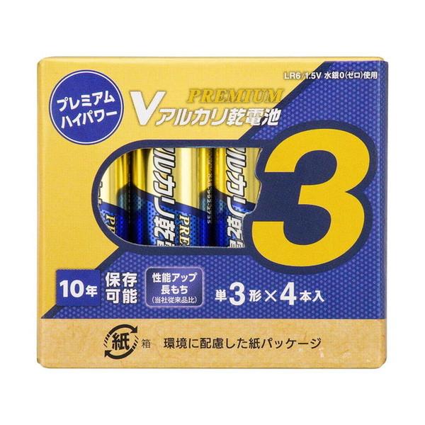 LR6PN4P オーム電機 Vアルカリ乾電池 プレミアムハイパワー 単3形 4本入