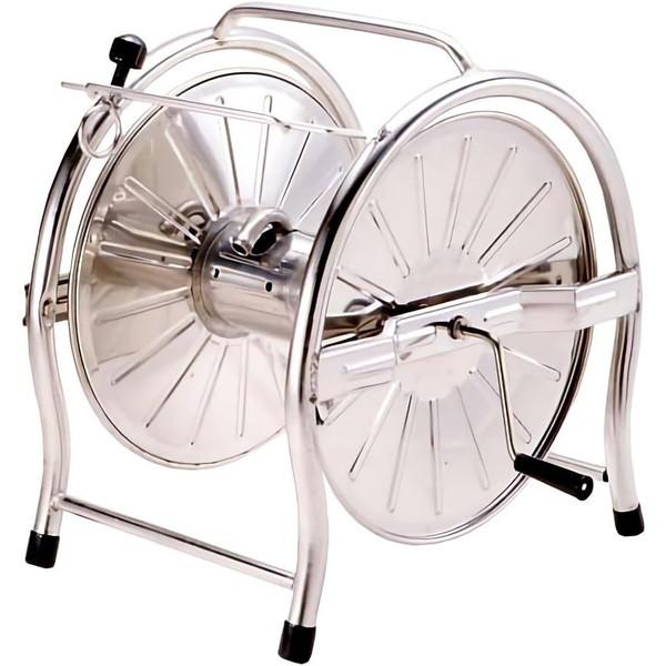 ホースリール ステンレス 40~50ｍ おしゃれ コンパクト 洗車 水やり ガーデニング グリーンラ...