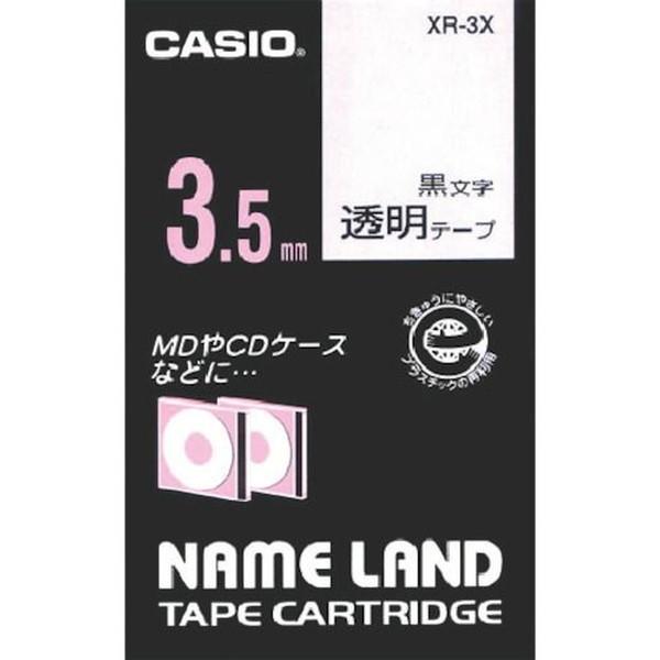 CASIO(カシオ) XR-3X 透明テープ 黒文字 ネームランド用テープカートリッジ 3.5mm