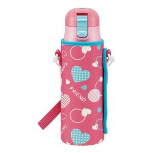 スケーター KSDC4 カバー付き 水筒 ステンレス 保冷専用 キッズ 470ml ハート水玉