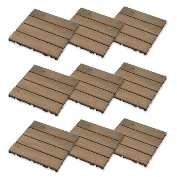 タイル 天然木 ジョイント パネル 9枚組 ガーデニング 30×30cm ベースアップ デッキパネル...
