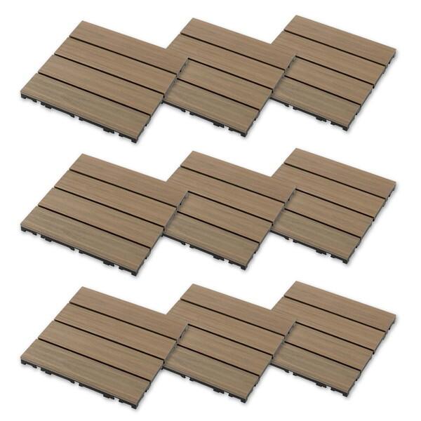 タイル 人工木 ジョイント パネル 9枚組 ガーデニング 30×30cm ベースアップ デッキパネル...