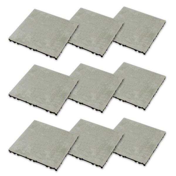 タイル 磁器 ジョイント パネル ライトグレー 9枚組 庭 ガーデニング 30×30cm ベースアッ...