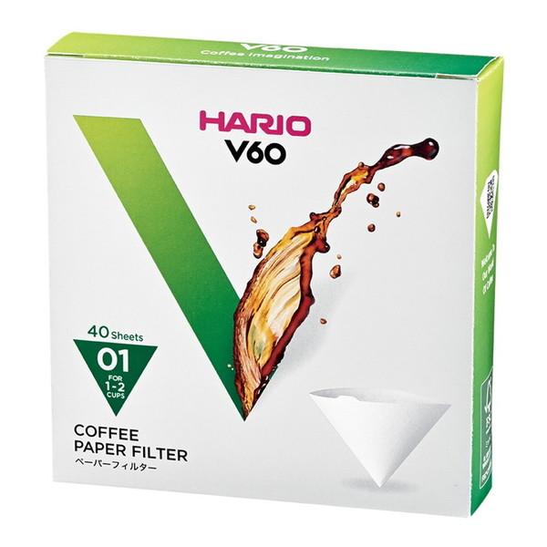 HARIO VCF-01-40W ホワイト V60用ペーパーフィルター01W (〜2杯用・40枚入)