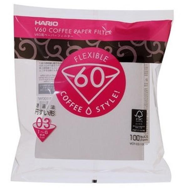 ペーパーフィルター100枚 V60用 HARIO VCF-03-100W 1〜6杯用 コーヒーフィル...