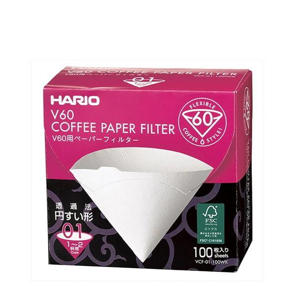 ペーパーフィルター100枚 V60用 HARIO VCF-01-100WK 1〜2杯用 コーヒーフィ...