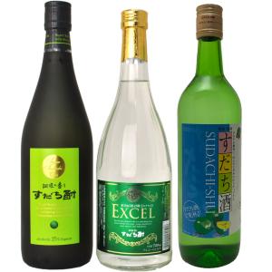 スーパーすだち酎 　すだち酎エクセル　すだち酒　（720ml×各1本）３本セット　ギフト対応不可｜sakeclubmitsui