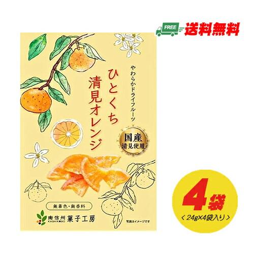 南信州菓子工房 ひとくち清見オレンジ（ドライフルーツ）24g × 4袋 メール便 代引・配達日時指定...