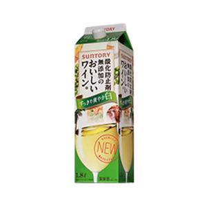 サントリー 酸化防止剤無添加のおいしいワイン。 すっきり爽やか白 1.8Lパック 6本で送料無料