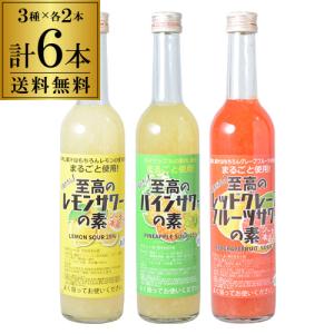 北岡本店 至高のサワーの素 25度 500ml×6（3種×2本ずつ）  奈良県　北岡本店 リキュール レモン パイン レッドグレープフルーツ 果肉 果汁 丸ごと 長S｜sakeichi