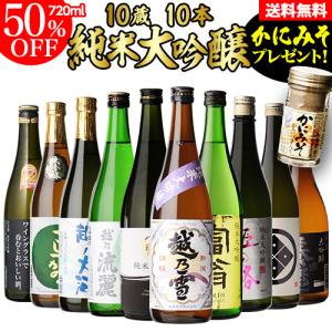 予約 日本酒 飲み比べ セット 全国10蔵純米大吟醸10本飲み比べセット 720ml 10本セット 訳あり180ml3本付き 清酒  純米大吟醸酒 長S 2024/6/3以降発送予定｜sakeichi