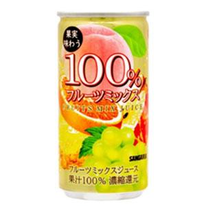 サンガリア　果実味わう100％フルーツミックスジュース　190g×30缶(1ケース)