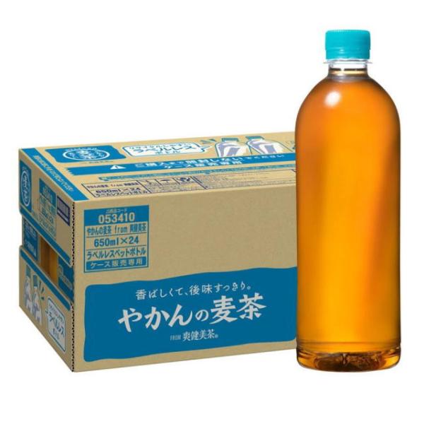 ［飲料］２ケースまで同梱可　コカ・コーラ　やかんの麦茶【ラベルレス】６５０ｍｌＰＥＴ　１ケース２４本...