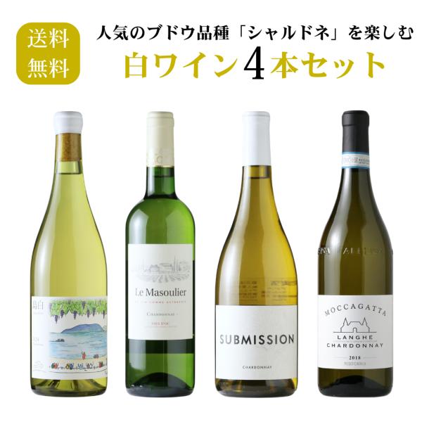 人気のブドウ品種「シャルドネ」を 楽しむ白ワイン4本セット（白ワイン 750ml 4本 送料無料 北...