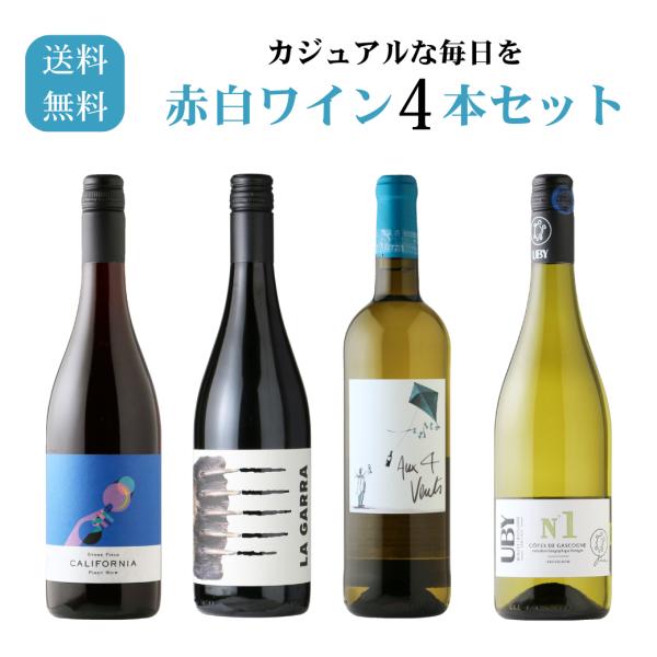 カジュアルな毎日を 赤白ワイン4本セット（赤ワイン2本 白ワイン2本 750ml 4本 送料無料 北...