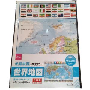 Daiso ダイソー 世界地図 地理 学習 お役立ち ポスター サイズ 国旗 約184mm×594mm｜sakimiya-store3