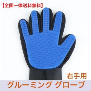 【全国一律送料無料】 グルーミング グローブ シリコン グローブ ドッグ キャット 用品 犬 猫 【 右手 】 ブルー｜sakimiya-store3