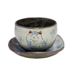 陶碗皿　花猫(青)　[美濃焼]｜sakura-cer