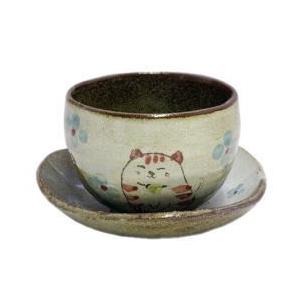 陶碗皿　花猫(紅)　[美濃焼]｜sakura-cer