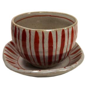 手造り陶碗皿　赤絵十草　[美濃焼]