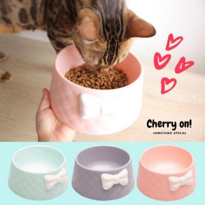 フードボウル 餌入れ えさ皿 リボン 犬 猫 おしゃれ かわいい キルティング 軽量 プラスチック製...