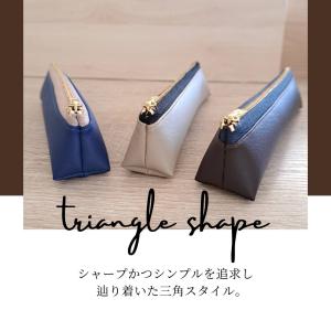 三角 小さめ ペンケース 筆箱 PUレザー か...の詳細画像1