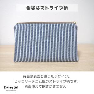 ふわっと フラットポーチ ねこ柄 リンゴ柄 花...の詳細画像2