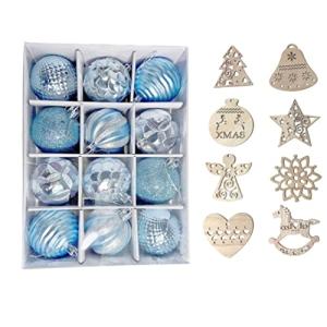 wemitas クリスマス 飾り ツリー オーナメント ボール 6cm 12個 北欧飾り 8種類 14枚付き