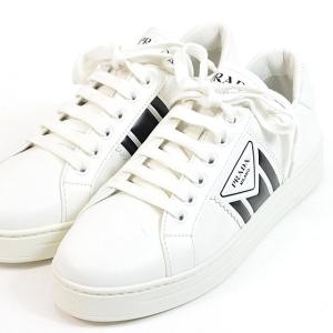 23208✨️プラダ ロゴ ローカットスニーカー ホワイト 37 レディース PRADA（プラダ） レザー ローカット レディース スニーカー 白 黒
