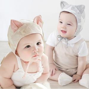 ベビー 帽子 ねこみみ ボンネット 耳付き 赤ちゃん khb-072 : セレクト
