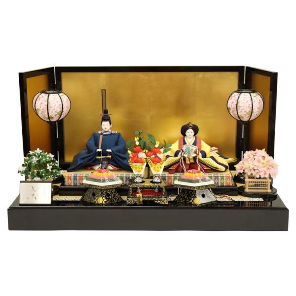 雛人形 親王平飾り 和花〜わか 久遊 三五 親王 正絹唐織 金屏風 2025-tg095 幅80cm