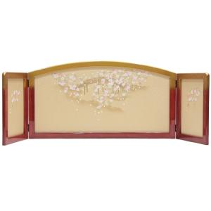 アウトレット品 雛人形屏風単品 12号華屏風 ケヤキ木目友禅桜倫光G