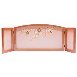 アウトレット品 雛人形屏風単品 8号祇園屏風 刺しゅう枝垂マリ倫光ピンク