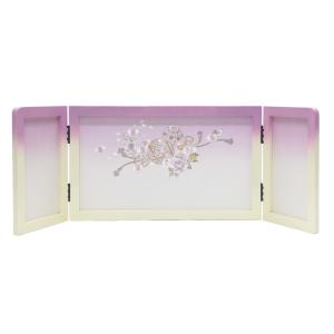 アウトレット品 雛人形屏風単品 10号三月屏風 三曲 ホワイトピンク