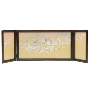 アウトレット品 雛人形三月屏風 屏風のみ 15号 刺繍花丸 雫柄 春奈