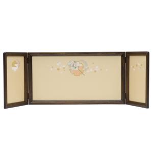 アウトレット品 雛人形三月屏風 屏風のみ 11号 御所車 螺鈿 黒塗 三曲