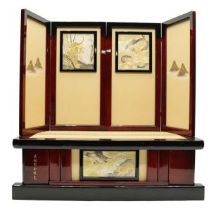 アウトレット品 屏風 単品 25号 二曲屏風 時代塗 山水 24a-ya-0012