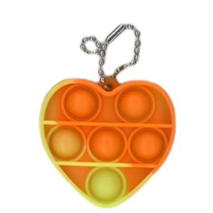 キッズ おもちゃ プッシュポップキーホルダー ミニ バブル  ハート3  pu-he-15 HEART ORANGE オレンジ系｜sakura-soleil