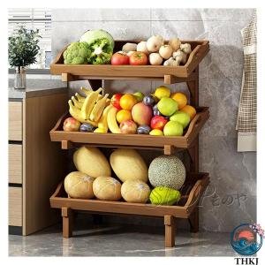 スーパーマーケットの棚 スーパーの棚 木製フルーツ野菜収納バスケット ガードレール付き 取り外し可能なスーパーマーケットスナック棚 家庭 キッチン パ