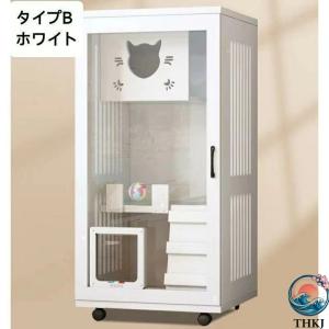 猫ケージ キャットケージ 2段 木製フレーム ...の詳細画像1