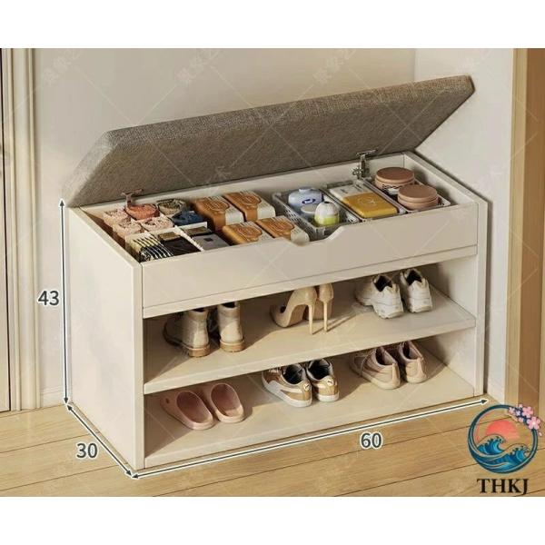 シューズラック 玄関ベンチ スツール 幅60 80cm×28cm 高さ43cm 省スペース 靴収納 ...