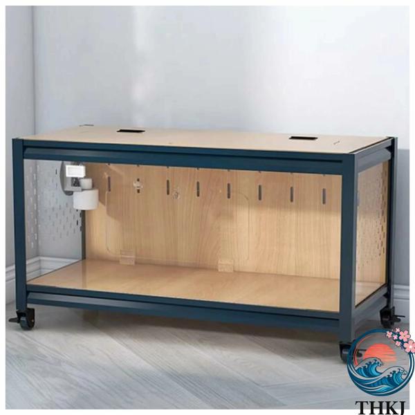 特大スペースハムスター ゲージ 鉄骨構造透明 内寸高さ40cm 3mm厚アクリル 両開きドア 3面ベ...