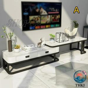 引き出しと金属フレームを備えたモダンな拡張可能なテレビスタンドテレビコンソール、調整可能な伸縮式メディアゲームエンターテインメントセンターのための寝室