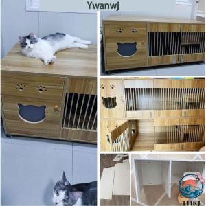 木製&キャスター付き キャットケージ 猫用ケー...の詳細画像4