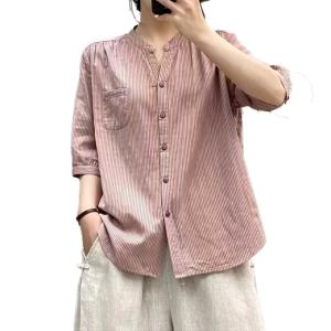 ダブルガーゼ シャツ レディース 5分袖 半袖...の詳細画像5