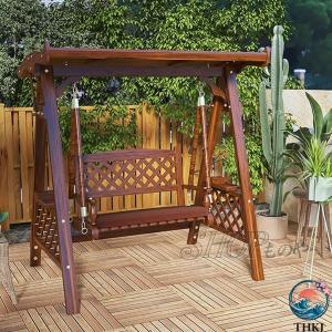 ブランコ ガーデンベンチ 木製ブランコ 大型 炭化工程 THKJ 丈夫な木材 強力な耐荷重能力 長寿命 中庭 公園 屋外用 ガーデニングにおすすめ 使いやすい