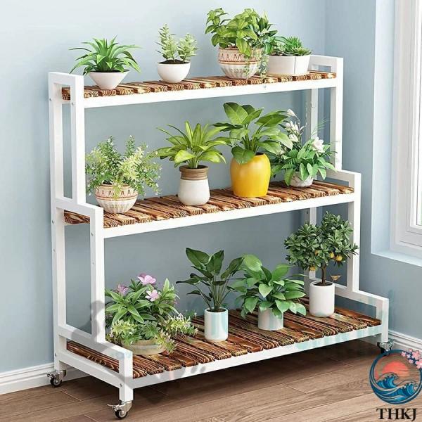 フラワースタンド 観葉植物ラック フラワースタンド 2段 3段 花台 キャスター付き 植物棚 室内 ...