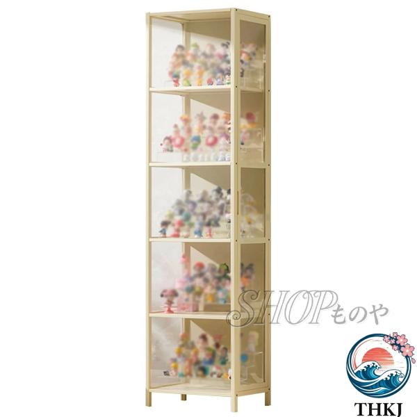 5段クリアディスプレイキャビネット アクリルドア付き 骨董品 ディスプレイケース サイドオープンドア...