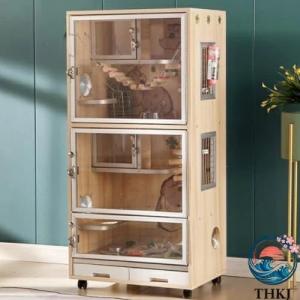 小動物ケージ チンチラケージ 大型 無垢材のエコロジカルボード ペットエアコンキャビネットヴィラ ウサギケージ チンチラハウス ペットケージ 猫 小動物飼育