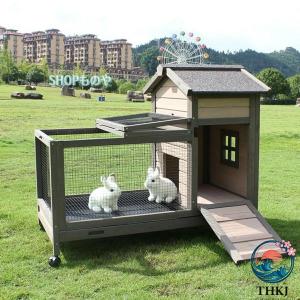 アウトドア用大型ウサギケージ 木製鶏小屋 豪華引き出し式ウサギ小屋 ウサギ用ケージ 実木 大きなスペース フェレット ケージ 小動物 ケージ 雨よけ 日焼け防止